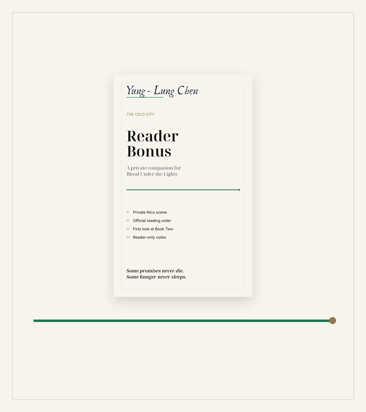 The Cold City reader archive — a private companion file